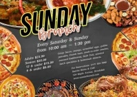 Brown Joyful Sunday Brunch Postcard Carte postale template