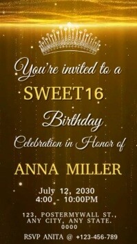 Brown Joyful Sweet 16 Birthday Invitation Instagram Reel template