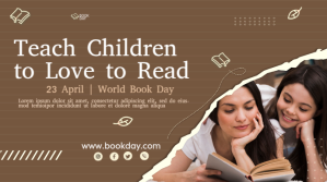 Brown Joyful Teach Children Post Template Digital Display (16:9)
