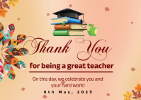Brown Joyful Teacher's Day  Postcard template