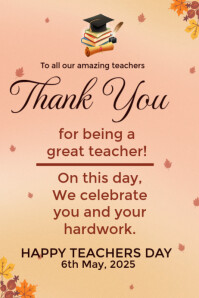 Brown Joyful Teacher's Day  Poster template