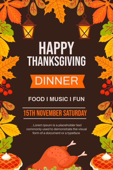 Brown Joyful Thanjsgiving Poster Template | PosterMyWall