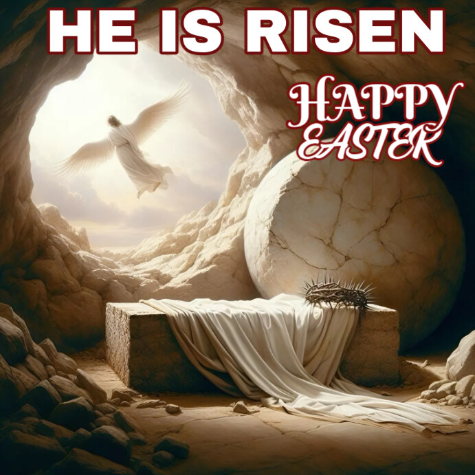Brown Joyful The Lord Is Risen Happy Easter Design Template Instagram ...
