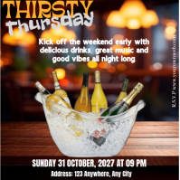 Brown Joyful Thirsty Thursday Event Instagram Post template