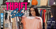 Brown Joyful Thrift Sale Facebook Shared Image Video template