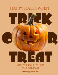 Brown Joyful Trick Or Treat Halloween Templates  Flyer (us Letter)