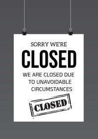 Brown Joyful We Are Closed A4 template