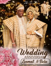 Brown Joyful Wedding Anniversary Flyer Design Template  Flyer (us Letter)