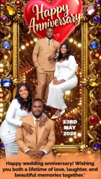 Brown Joyful Wedding Anniversary Instagram Reel Video template