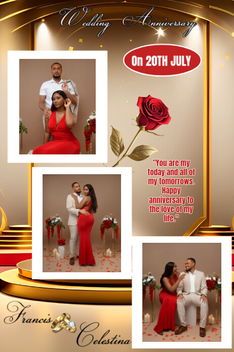 Brown Joyful Wedding Anniversary Poster  Poster Плакат template