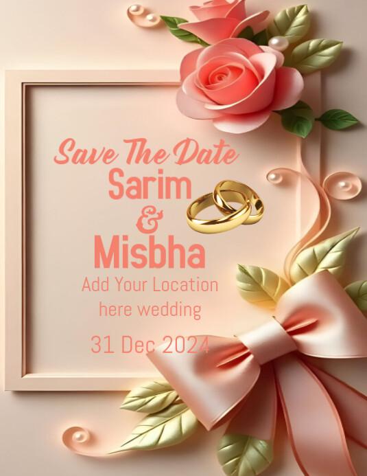 Copy of Brown Joyful Wedding Card Design Temlate Flyer (us Letter ...