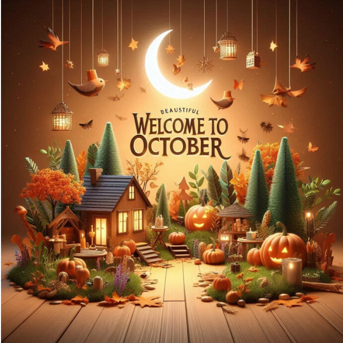 Brown Joyful Welcome To October Instagram Post Template | PosterMyWall