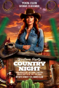 Brown Joyful Western Party Poster Video template