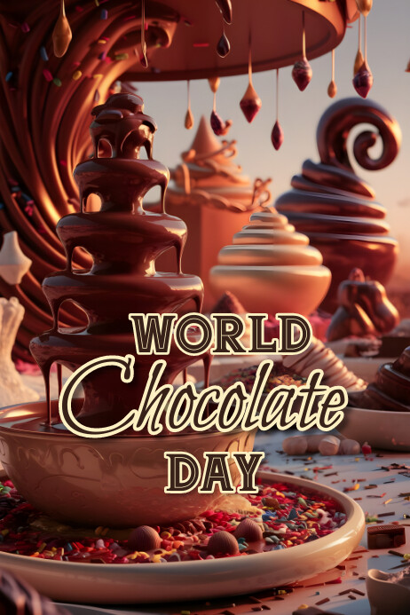 Brown Joyful World Chocolate Day Celebration Template | PosterMyWall