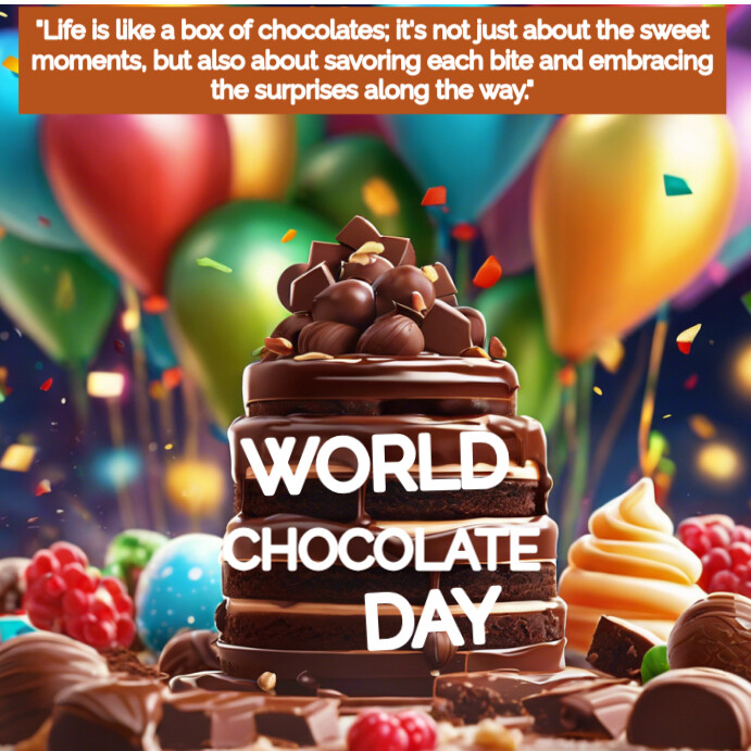 Brown Joyful World Chocolate Day Instagram Post Template | PosterMyWall