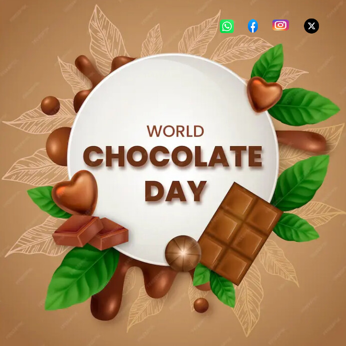 Plantilla de Brown Joyful World Chocolate Day Instagram Po | PosterMyWall