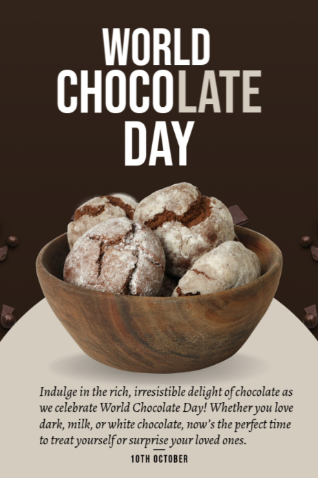 Brown Joyful World Chocolate Day Poster Template | PosterMyWall