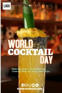 Brown Joyful World Cocktail Day  Pinterest Graphic Pinterest-Grafik template