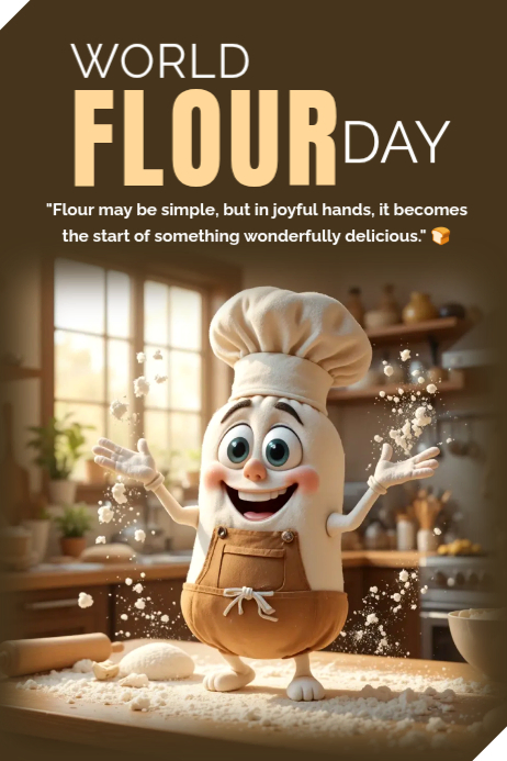 Brown Joyful World Flour Day Poster Template | PosterMyWall