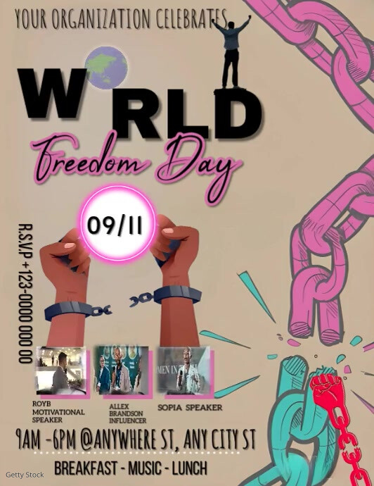 Modèle Brown Joyful World Freedom Day Flyer (us Letter) | PosterMyWall