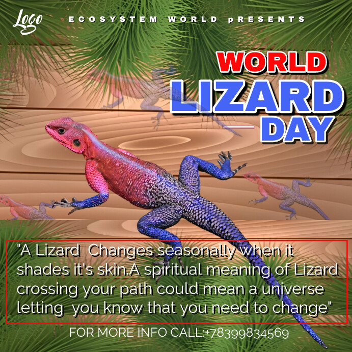 Plantilla de Brown Joyful World Lizard Day Instagram Post | PosterMyWall