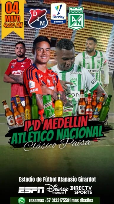 Brown Liga Betplay Clasico Paisa Reel De Instagram template