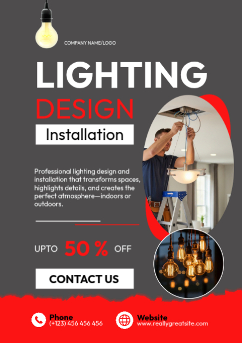 Brown Lighting Design and Installation A2 Template | PosterMyWall