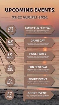 Brown List-based August Upcoming Events Calendar  Instagram Reel template