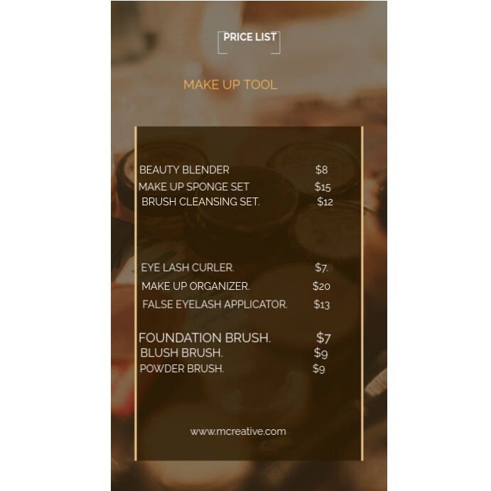 Brown List-based Beauty Price List Template Instagram Post