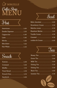 Brown List-based Café Menu Half Page Wide template