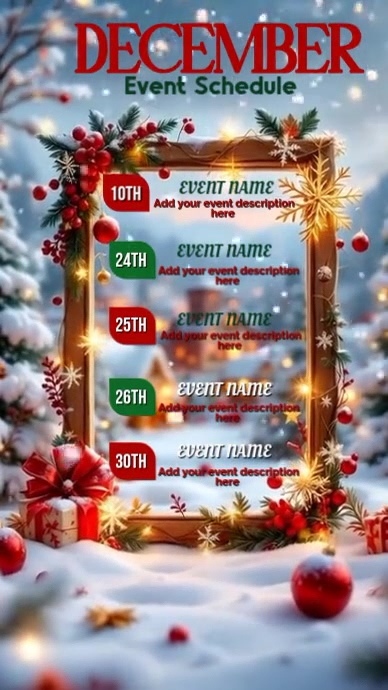 Brown List-based Christmas Week Schedule Flyer Digital Display (9:16) template
