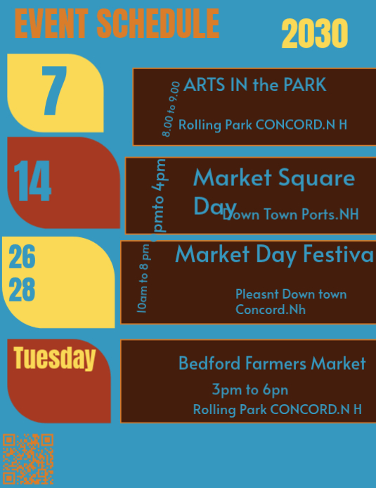 Community Events List Example Community Event Schedule Flyers Template | PosterMyWall