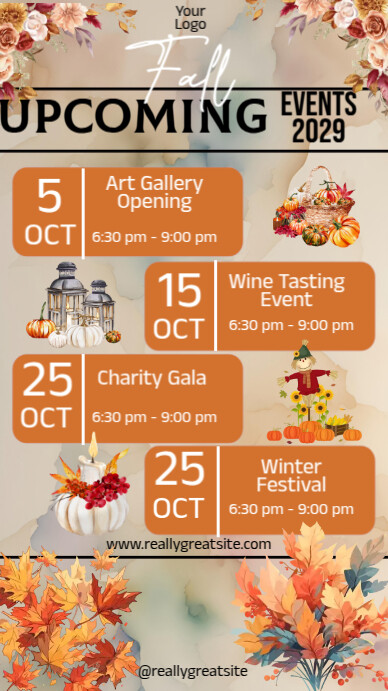 Brown List-based Fall Event Schedule Instagram Story template