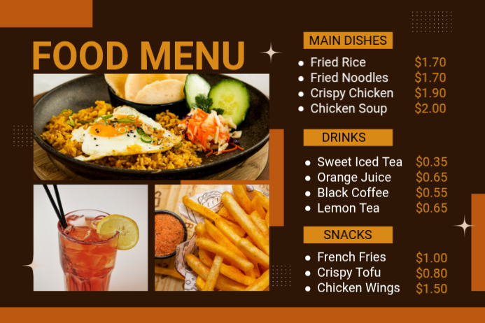 Brown List-based Food Menu Poster Templat | PosterMyWall