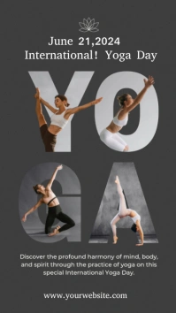 Brown List-based International Yoga Day  Digi Digital Display (9:16) template
