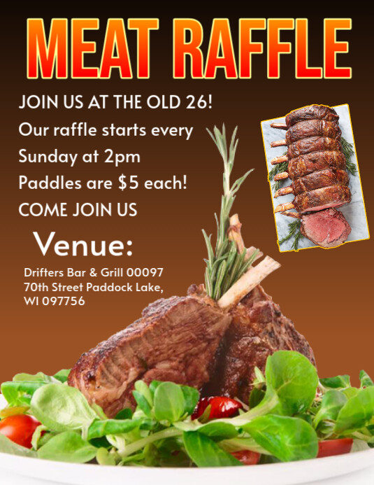 Sample Meat Raffle Flyer Brown List-based Meat Raffle Flyer (us Letter) Template | PosterMyWall