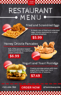 Brown List-based Restaurant Menu Tabloid template