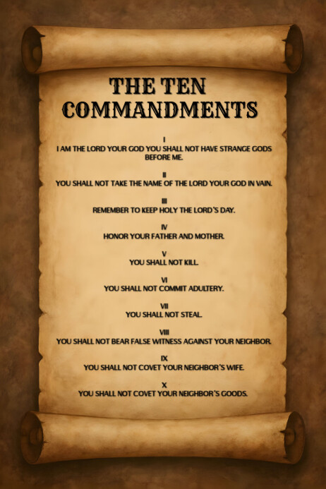 Brown List-based The Ten Commandments Poster template
