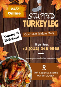 Brown List-based Turkey Legs Flyer  A4 template