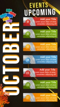 Brown List-based Upcoming Events October Digital Display (9:16) template