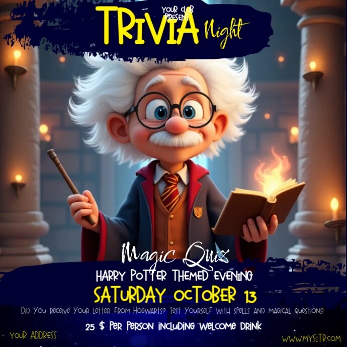 Brown Massimalista Harry Potter Trivia Flyer Post Instagram template