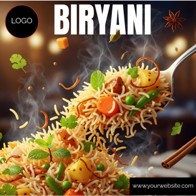 Brown Maximalist 🍲 Food Poster Template – Biryani / Rice Dish Promotion ...