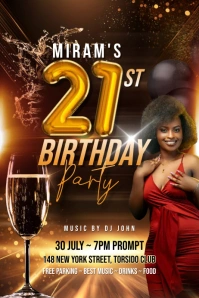 Brown Maximalist 21st Birthday Party Poster P template