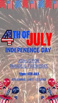 Brown Maximalist 4th Of July Digital Display template