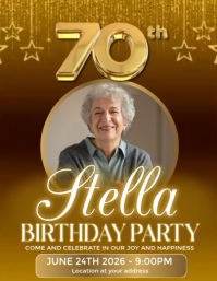Brązowy 70th Birthday Party Volantino Template