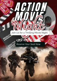 Brown Maximalist Action Movie Night A2 template