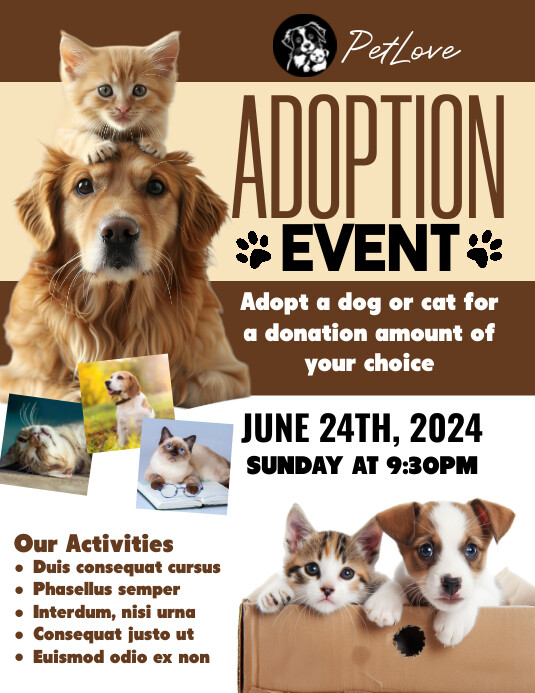 Brown Maximalist Adoption Event Flyer (us Let template