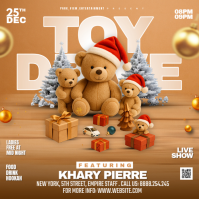Brown Maximalist Adorable Christmas Toy Drive Party Flyer – Cute Teddy Bear Gift Event Instagram Pos Iphosti le-Instagram template
