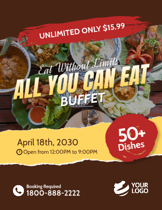 Brown Buffet Promotion Flyers Template | PosterMyWall