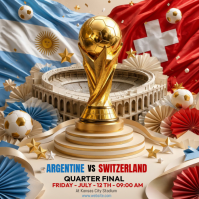 Brown Maximalist Argentina vs Switzerland Quarter Final Instagram Post template